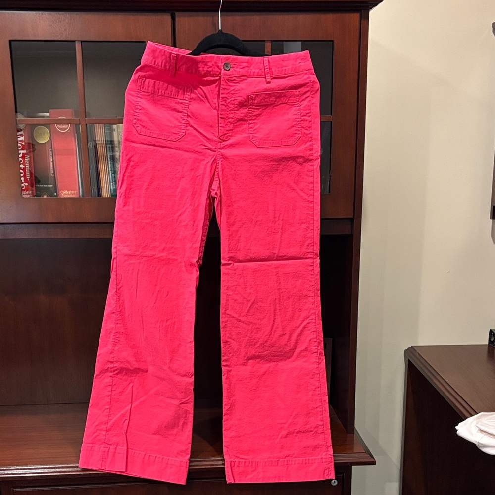 J. Crew Vibrant Pink women’s Lizzie high rise patch pocket wide leg pant